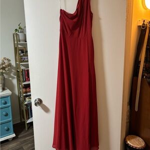 Lulu's Chic One-Shoulder Red Dress